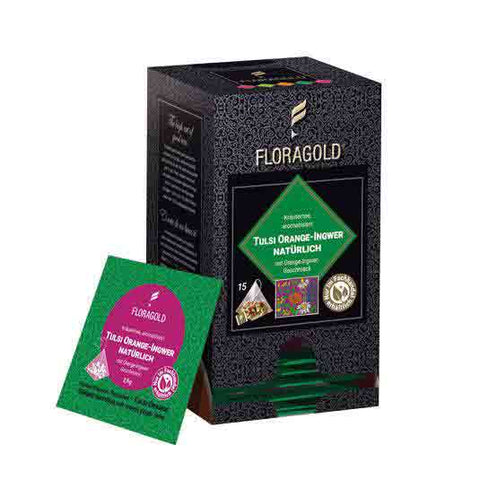 FLORAGOLD® Tulsi Orange Ingwer | Kräutertee | Pyramidenbeutel