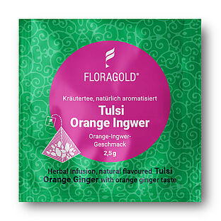 Floragold Tulsi Orange Ingwer Pyramidenbeute pyramidentee
