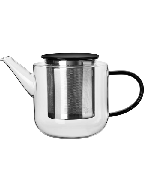 Teekanne, mit schwarzem Henkel/Deckel, 1,1 l., Glas | 20370490 | Glas