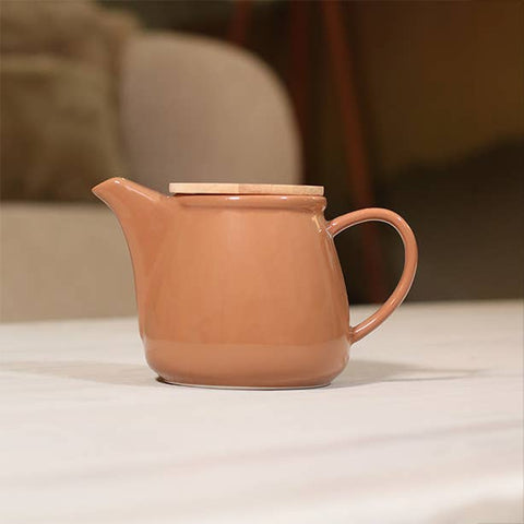 Anna | Teekanne aus Haselnusssteinzeug mit Bambusdeckel | 500 ml-Tee-undKraeutergalerie