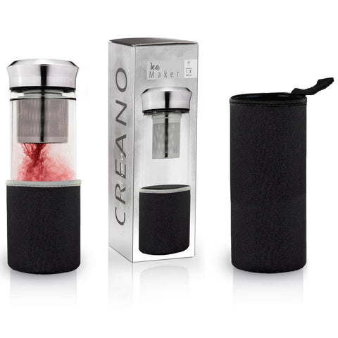 Creano | Teebereiter | Teamaker | 400ml | inkl. Neopren-Hülle | schwarz | Thermosflasche - Tee- und Kraeutergalerie