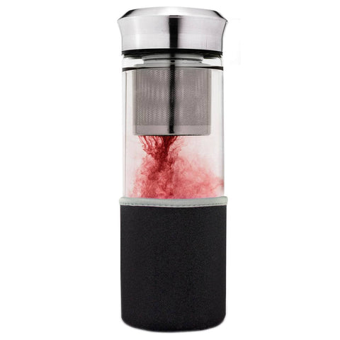 Creano | Teebereiter | Teamaker | 400ml | inkl. Neopren-Hülle | schwarz | Thermosflasche - Tee- und Kraeutergalerie
