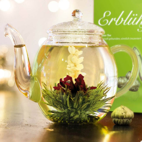 Creano | Teeblumen Mix  | Geschenk-Set | Erblühtee mit Glaskanne - Tee- und Kraeutergalerie-1