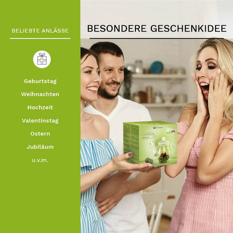 Creano | Teeblumen Mix  | Geschenk-Set | Erblühtee mit Glaskanne - Tee- und Kraeutergalerie-1