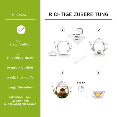 Creano | Teeblumen Mix  | Geschenk-Set | Erblühtee mit Glaskanne - Tee- und Kraeutergalerie-1
