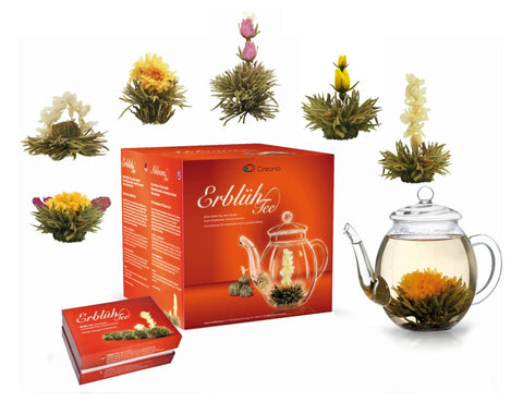 Creano | Teeblumen Mix | Geschenkset | ErblühTee | mit Glaskanne - Tee- und Kraeutergalerie