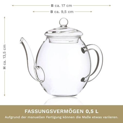 Creano | Teeblumen Mix | Geschenkset | Erblühtee | Genießerset mit Glaskanne - Tee- und Kraeutergalerie
