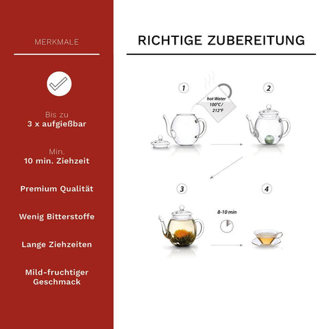 Creano | Teeblumen Mix | Geschenkset | Erblühtee | Genießerset mit Glaskanne - Tee- und Kraeutergalerie
