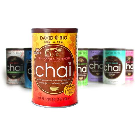 Verschiedene Dosen David Rio Chai Tee und Kräutergalerie