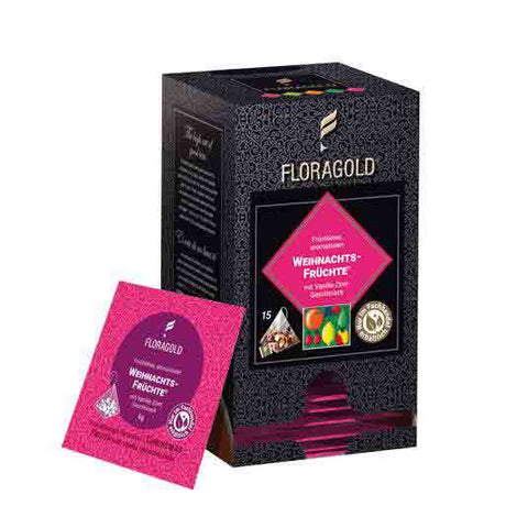 Floragold Pyramidenbeutel Pyramidenteebeutel Weihnachtsfrüchte