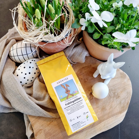 Frühlingsblüten grüntee tee und kräutergalerie