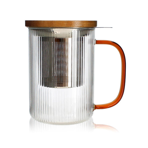 Ogo living | Karl Teekanne | 475 ml | Borosilikatglas | bernsteinfarbener Griff - Tee- und Kraeutergalerie