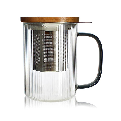 Ogo living | Karl Teekanne | 475 ml | Borosilikatglas mit Graphitgriff - Tee- und Kraeutergalerie