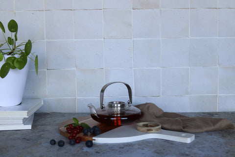 Ogo living | Sophia Teekanne Glaskanne aus Borosilikatglas mit Akaziendeckel | 500ml - Tee- und Kraeutergalerie