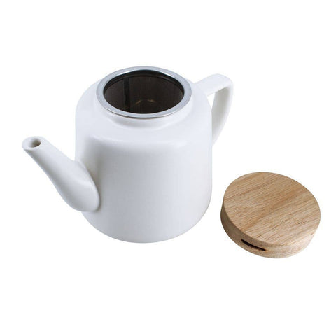 Ogo living | Teekanne Enzo | weiß | Porzellan mit Holzdeckel | 680 ml - Tee- und Kraeutergalerie