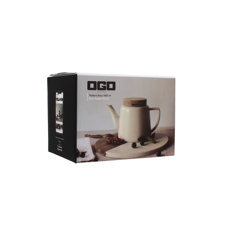 Ogo living | Teekanne Enzo | weiß | Porzellan mit Holzdeckel | 680 ml - Tee- und Kraeutergalerie