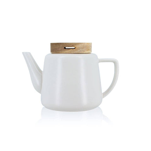 Ogo living | Teekanne Enzo | weiß | Porzellan mit Holzdeckel | 680 ml - Tee- und Kraeutergalerie