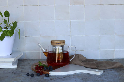 Ogo living |Teekanne Glaskanne Gustave aus Borosilikatglas und Holzdeckel | 1000 ml - Tee- und Kraeutergalerie