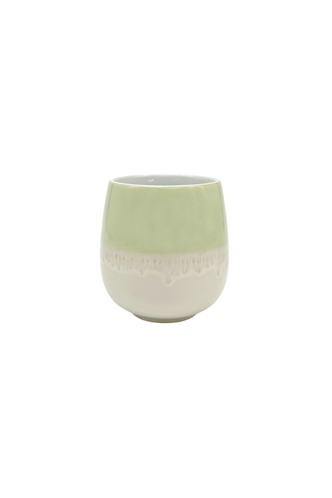 Tasse ohne Henkel - lasiert - grün - Motiv Kleeblatt - MUG-001 - Mea Living-dquadrat