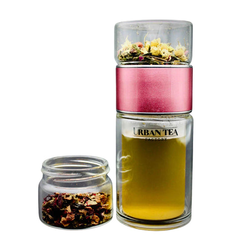Tea Infuser to go urban tea factory Pink Thermoglasflasche Teesieb 