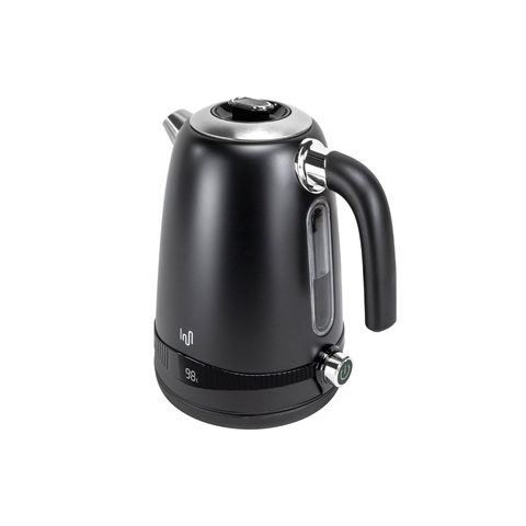Tee-undKrautergalerie-Edelstahl Retro Wasserkocher | Vintage Design | Schwarz | LCD digital Display | 1,7 Liter