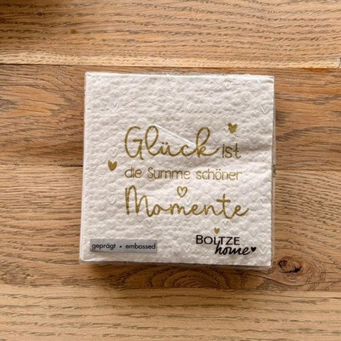 Tee-undKrautergalerie-Servietten Glück ist die Summe schöner Momente | Gratisgeschenk - Boltze