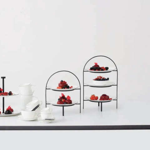 Tee-undKrautergalerie-Tee-undKrautergalerie-Etagere 2-stufig für Dessertteller, schwarz | 99300950 | Eisen