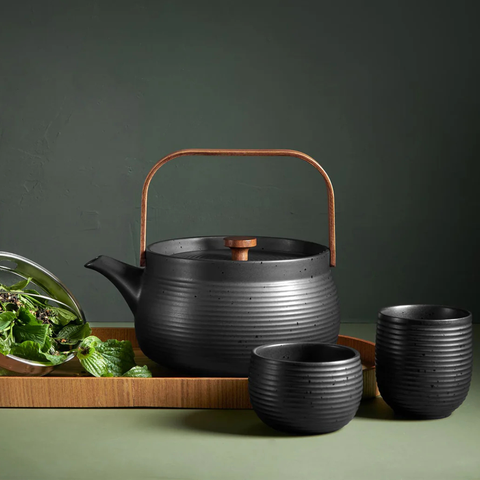 Tee-undKrautergalerie-Teekanne mit Holzgriff, black, 0,6 l. | 23371190 | Porzellan