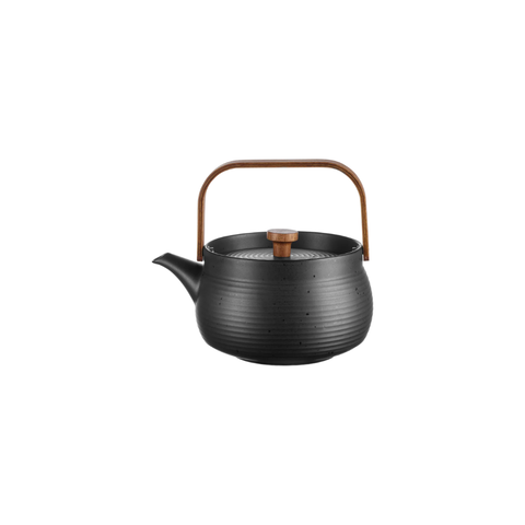 Tee-undKrautergalerie-Teekanne mit Holzgriff, black, 0,6 l. | 23371190 | Porzellan