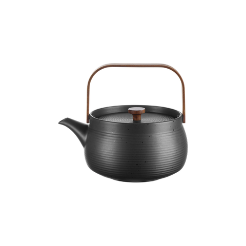 Tee-undKrautergalerie-Teekanne mit Holzgriff, black, 1,5 l. | 23370190 | Porzellan