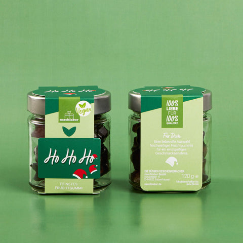 Tee-undkraeutergalerie-Fruchtgummi Vegan Ho Ho Ho | 120 g | Geschenkglas