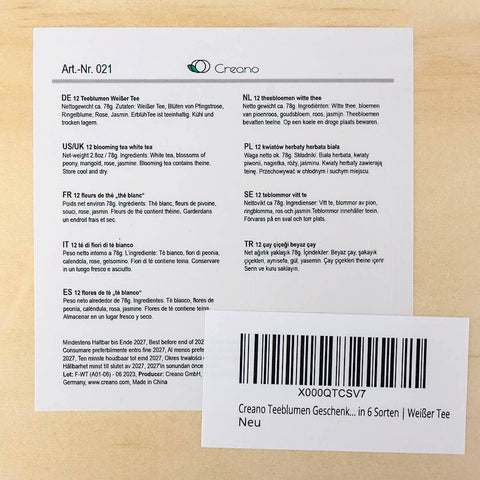 Creano | Teeblumen Geschenkset | Teekiste aus Holz | 12 Kugeln