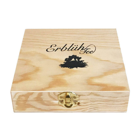 Creano | Teeblumen Geschenkset | Teekiste aus Holz | 12 Kugeln